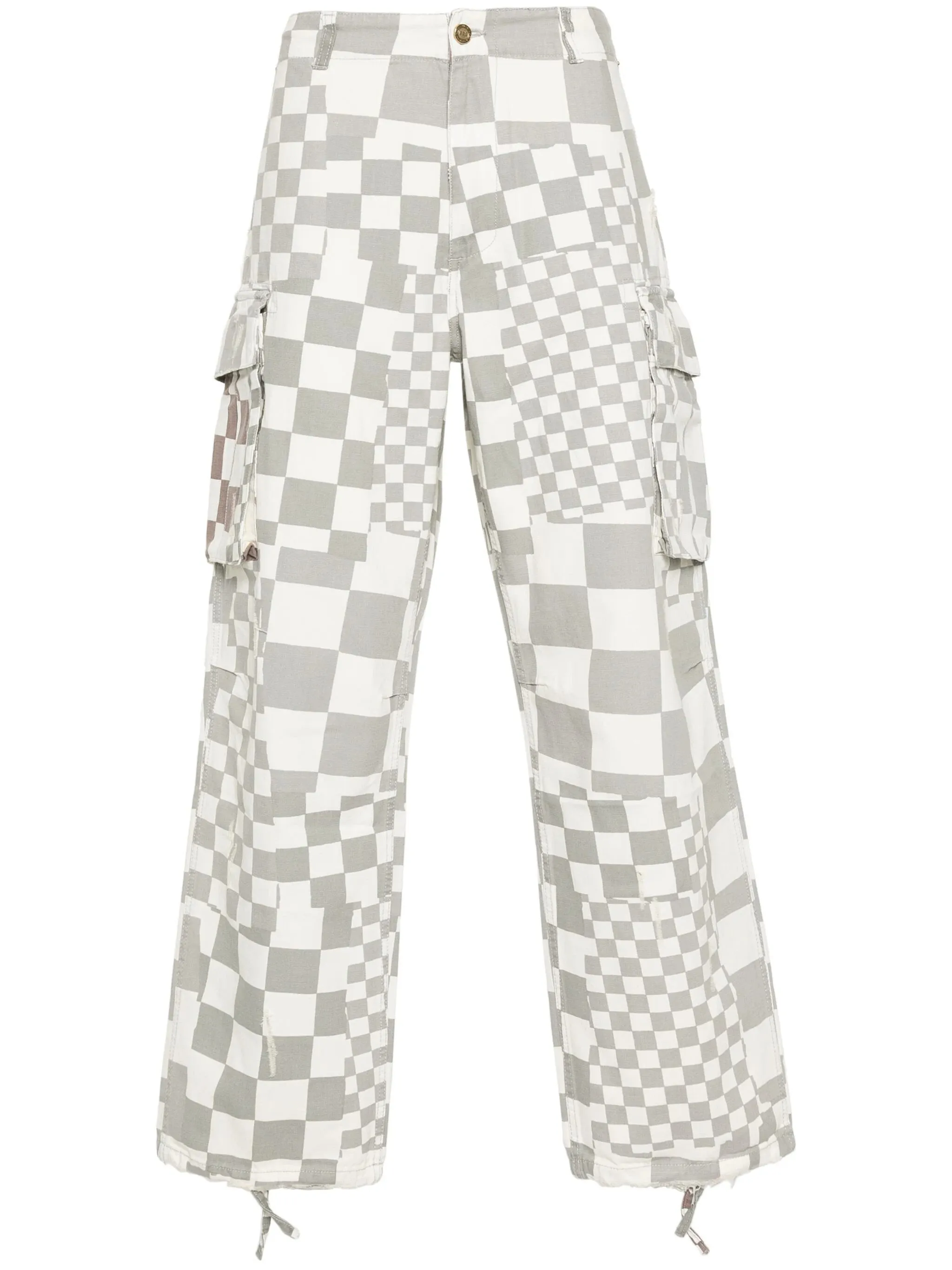 Distressed Checked Straight Trousers cheap bottoms online shop