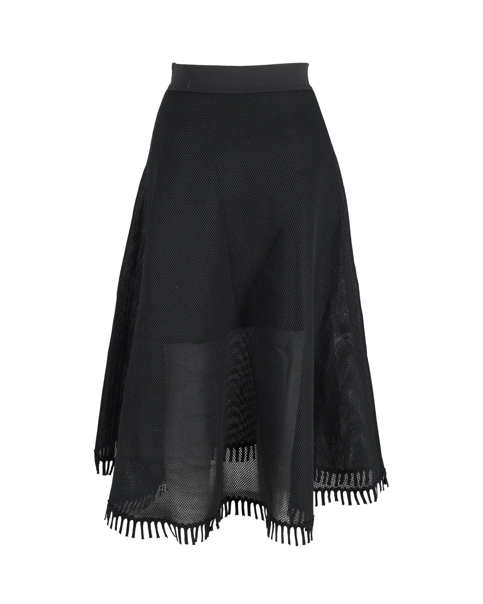 DKNY Mesh Midi Skirt in Black Polyester