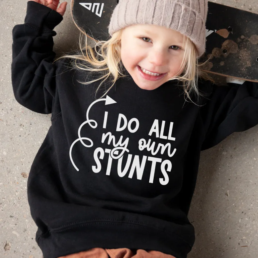 Do My Own Stunts Kids Black Sweatshirt boys apparel promo code