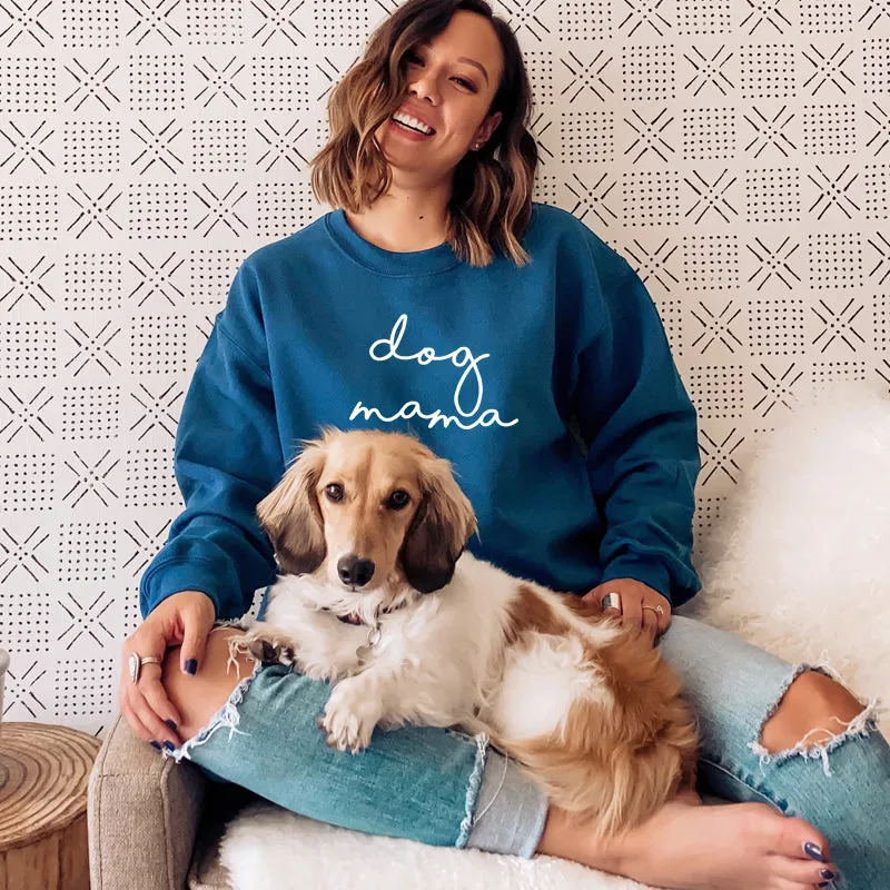 Dog Mama Retro Script Sweatshirt mum jeans promo