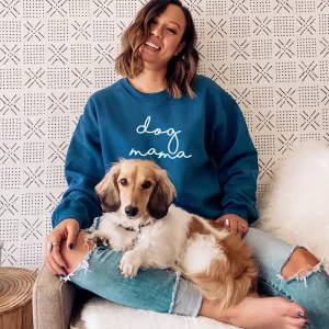 Dog Mama Retro Script Sweatshirt mum jeans promo