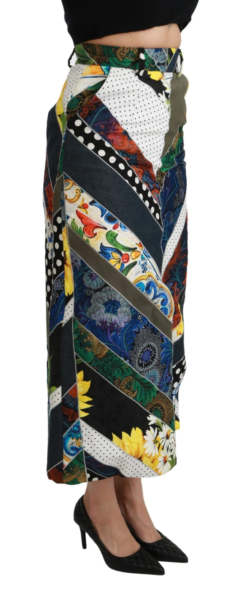Dolce & Gabbana Elegant Geometric Print High-Waist Women's Skirt