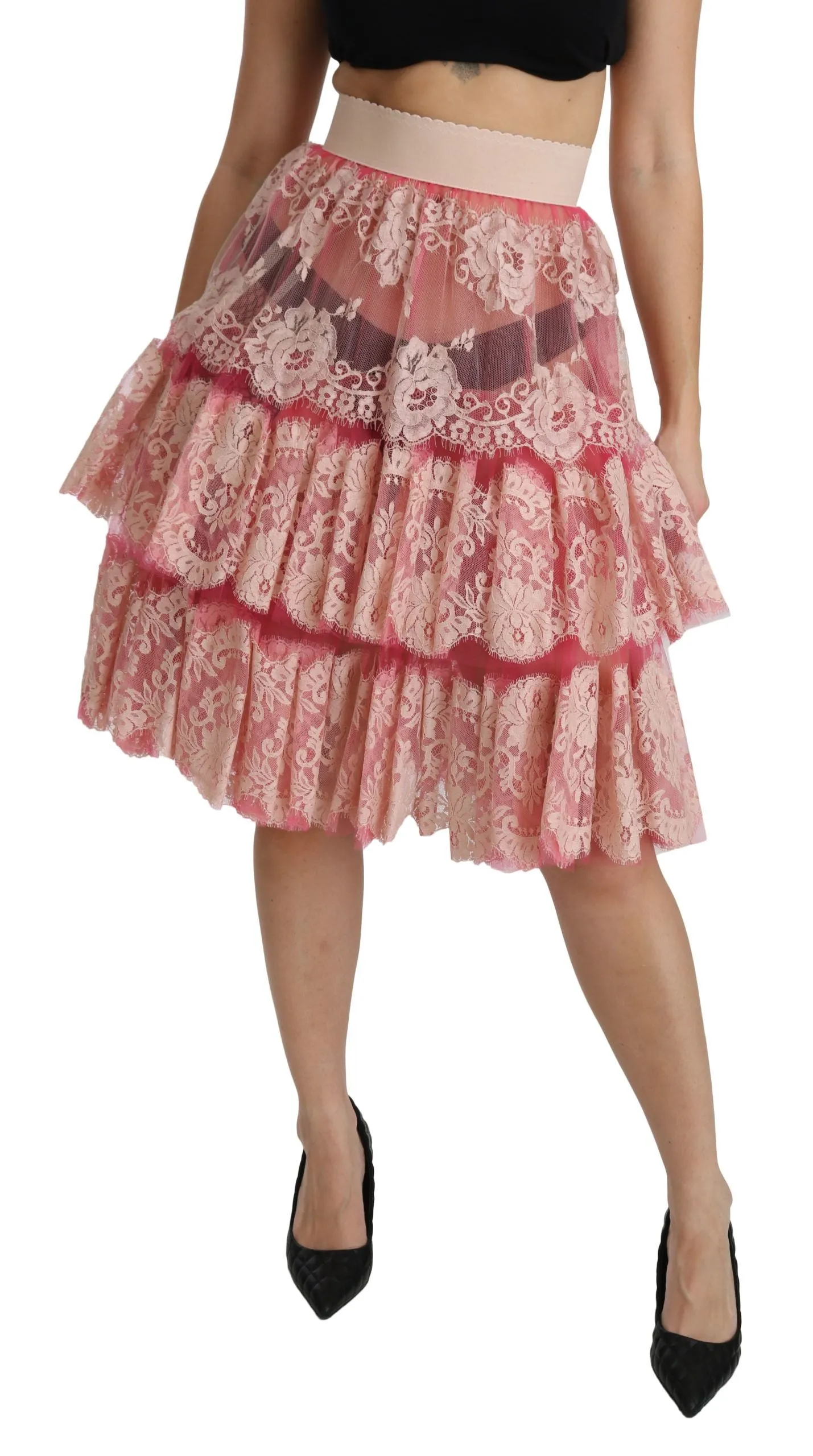 Dolce & Gabbana Elegant Lace High-Waist Women's Skirt