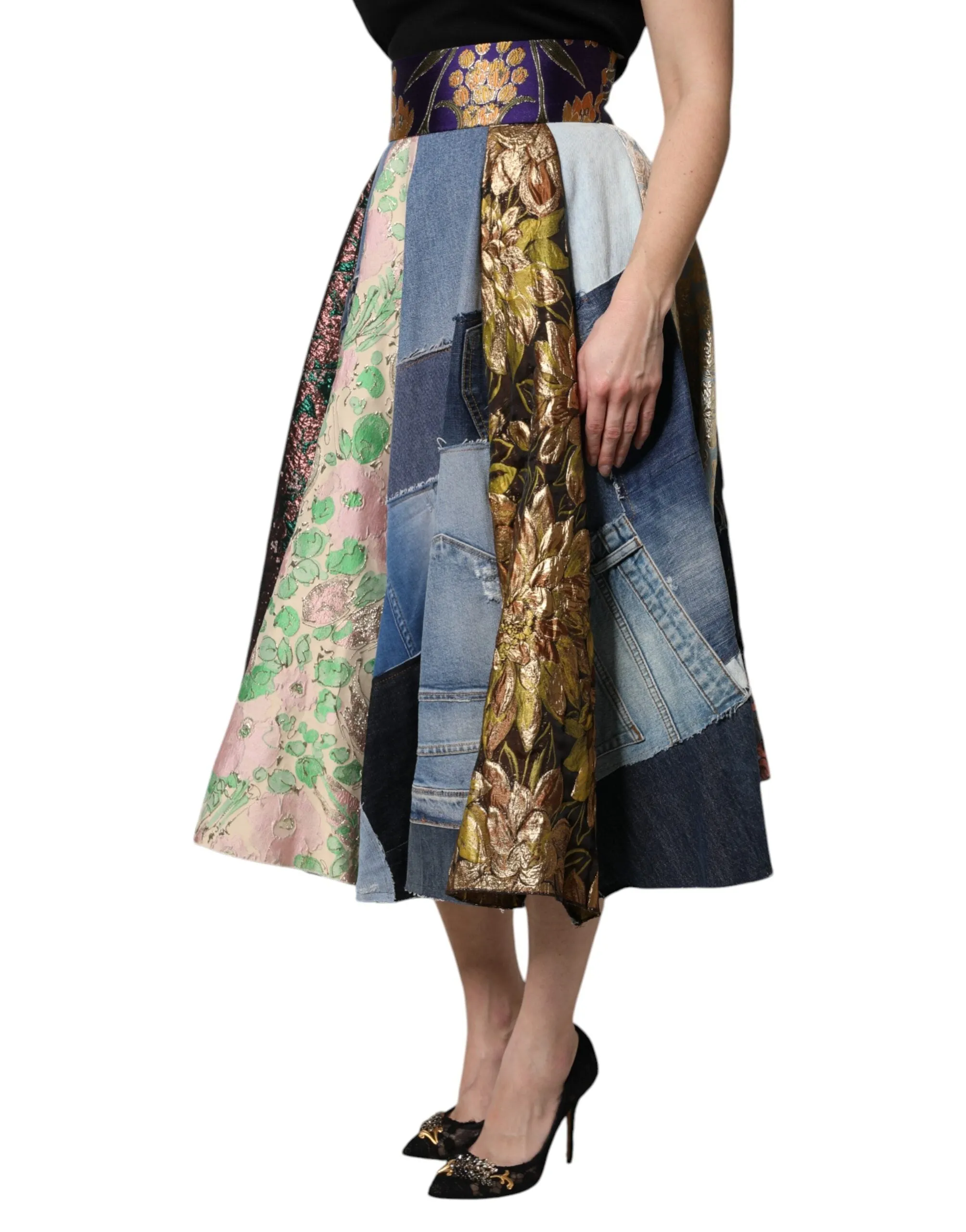 Dolce & Gabbana multi Patchwork High Waisted Midi Women's Skirt