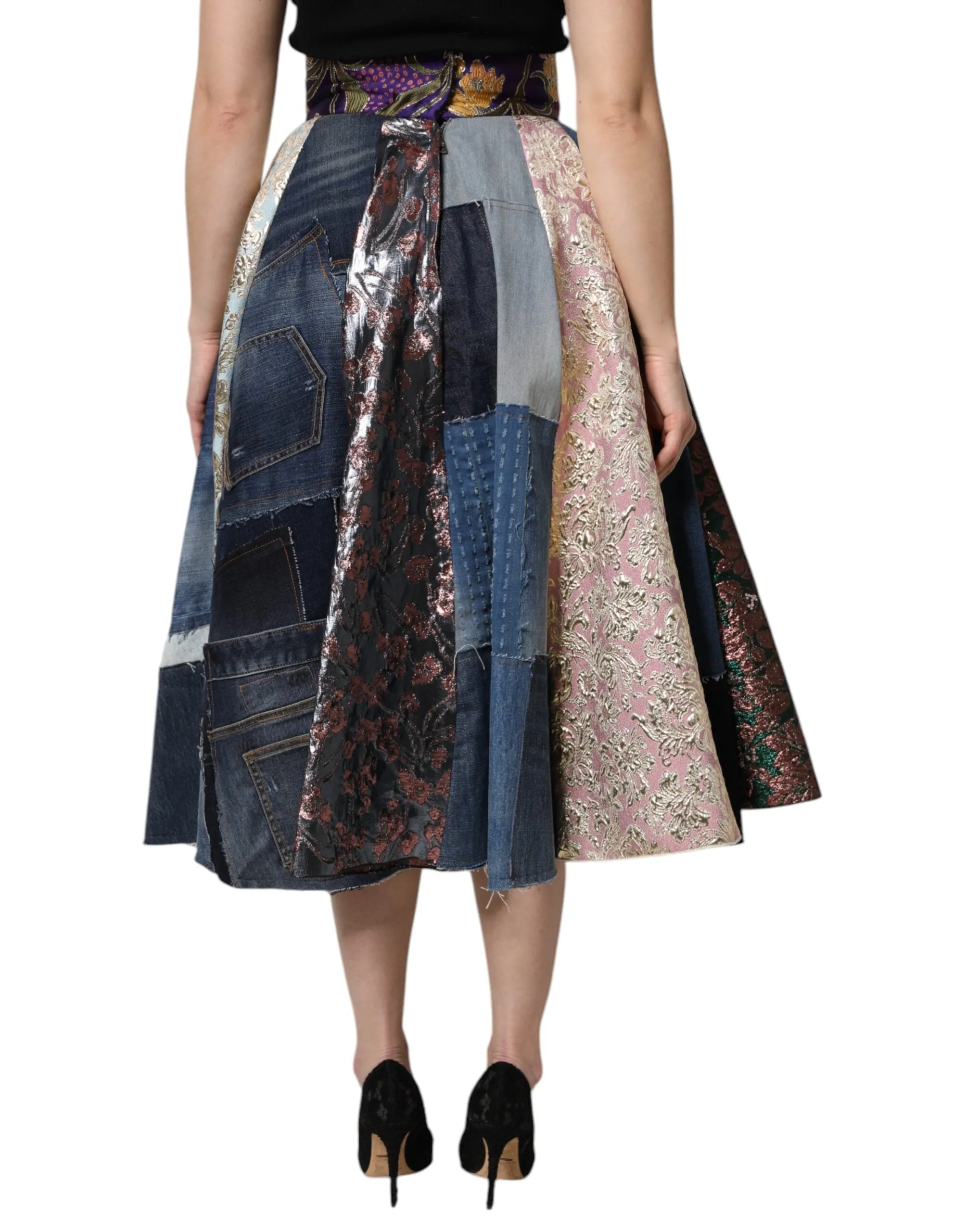 Dolce & Gabbana multi Patchwork High Waisted Midi Women's Skirt
