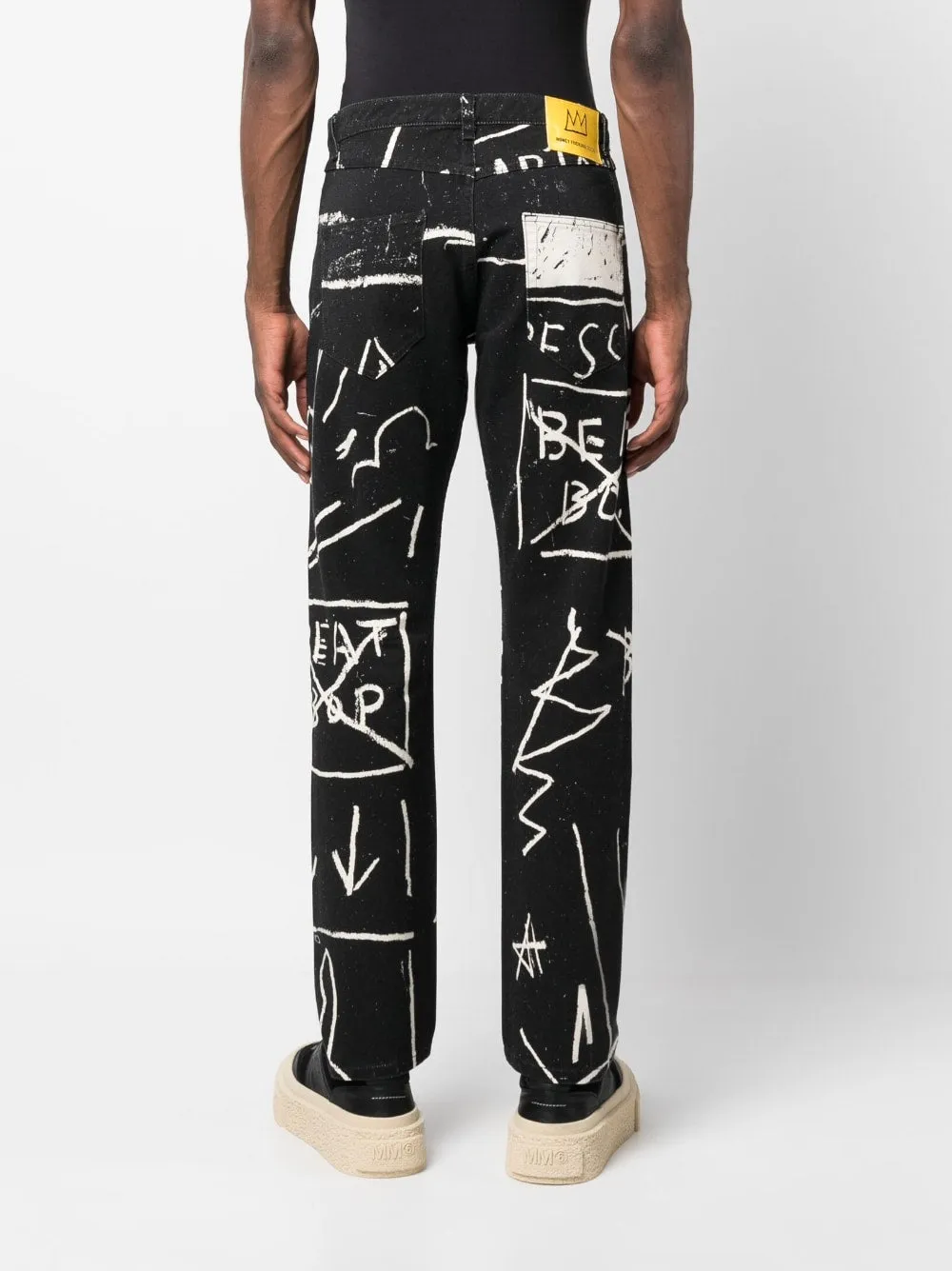 Doodle-Print Straight-Leg Trousers