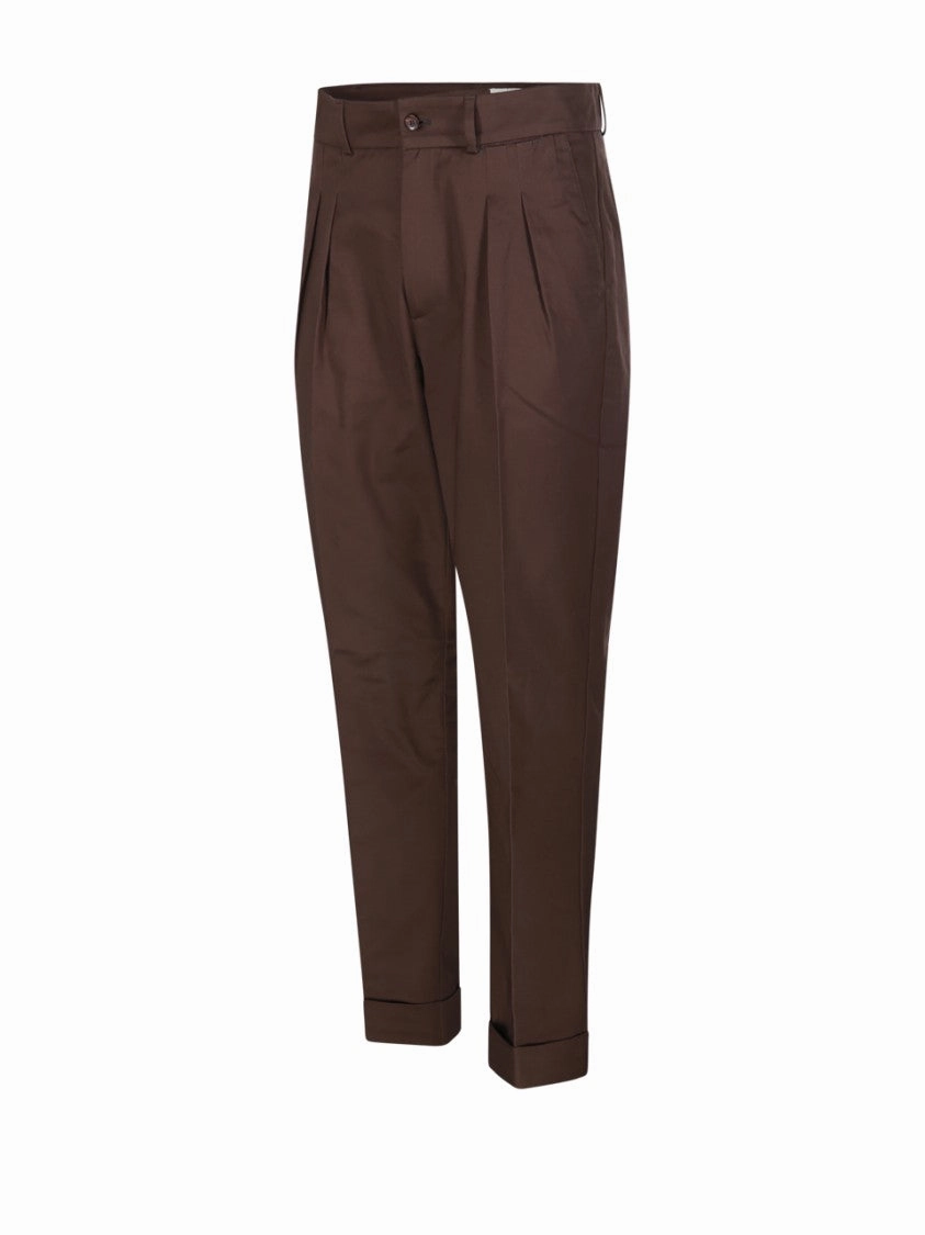Double-Pleated Tailored Pants With Refined Cuffs
