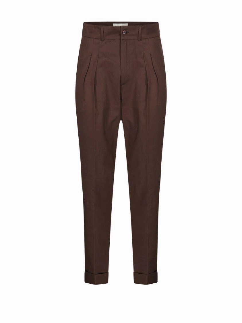 Double-Pleated Tailored Pants With Refined Cuffs