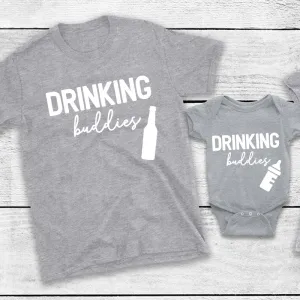 Drinking Buddies Beer & Milk Bottles Matching T-Shirt/Baby Vest Heather Grey (MRK X) mens dad clothes online