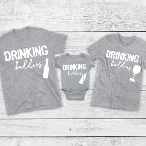 Drinking Buddies Beer, Milk & Wine Bottles Matching T-Shirt/Baby Vest Heather Grey (MRK X) maternity wear outlet