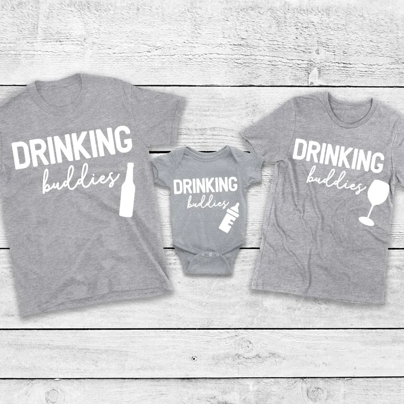 Drinking Buddies Beer, Milk & Wine Bottles Matching T-Shirt/Baby Vest Heather Grey (MRK X) maternity wear outlet