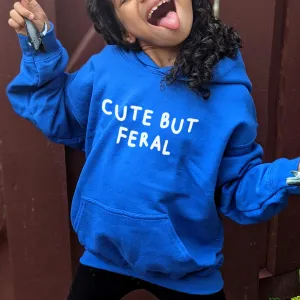 Drive Mum Crazy Cute But Feral Kids Hoodie boys fashion clearance