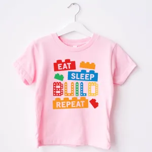 Eat Sleep Build Repeat Lego T-Shirt girls pajamas promo