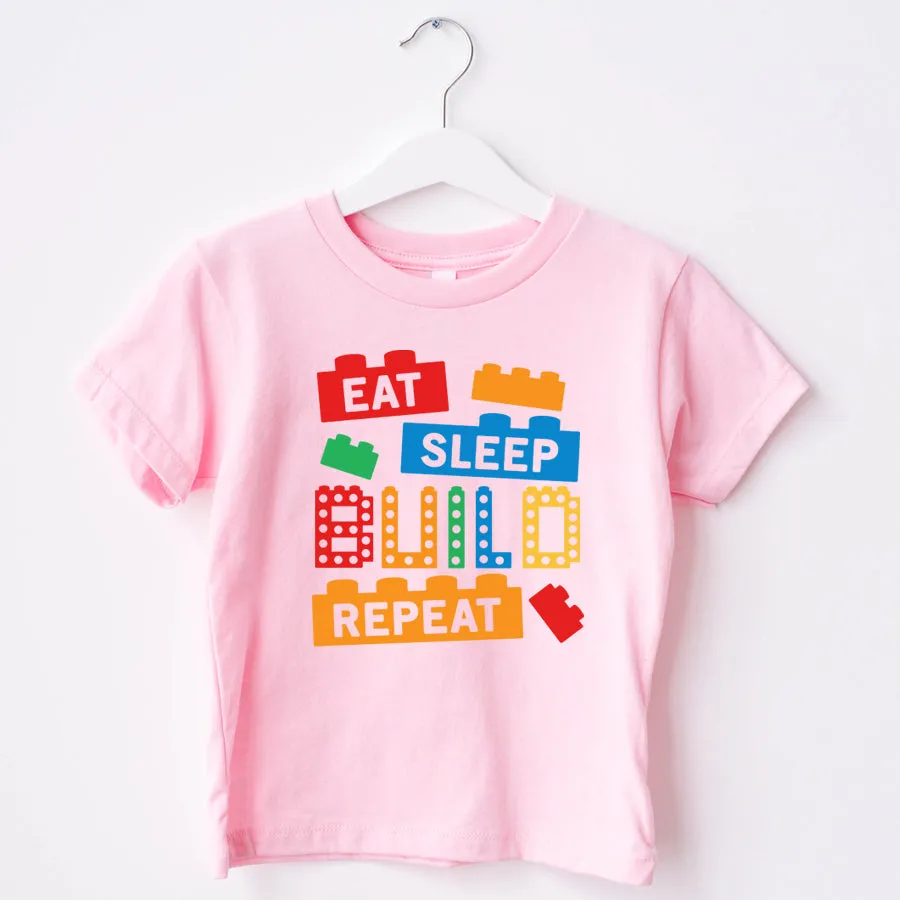 Eat Sleep Build Repeat Lego T-Shirt girls pajamas promo
