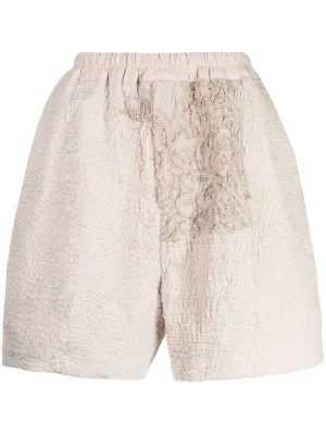 Embroidered-Patchwork Bermuda Shorts cheap mens pants online