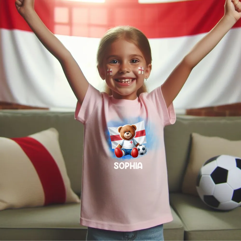 England Bear Personalised Kids T-Shirt boys wear best deals