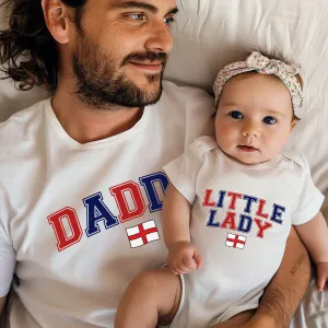 England Daddy & Little Lady Matching White T-Shirt/Baby Vest daddy outfits clearance