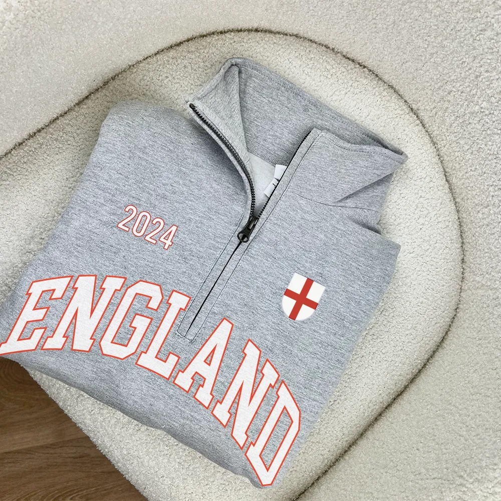 England Varsity Quarter Zip Up Sweatshirt mum jeans promo