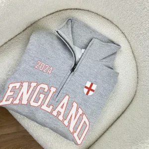 England Varsity Quarter Zip Up Sweatshirt mum jeans promo