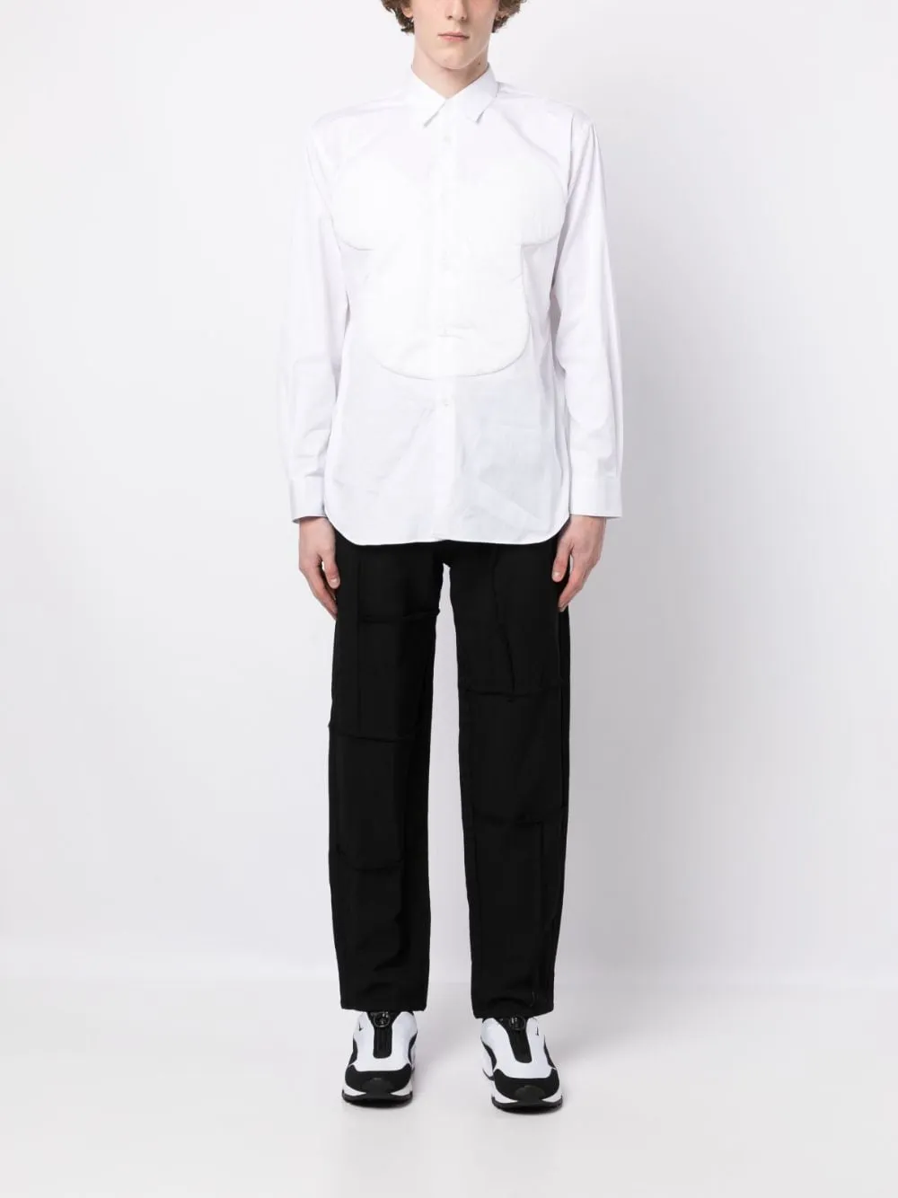 Exposed-Seam Straight-Leg Trousers