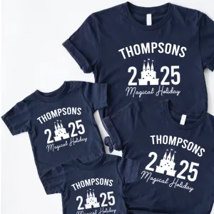 Family Magical Trip Personalised Name & Year T-Shirts dad fashion outlet