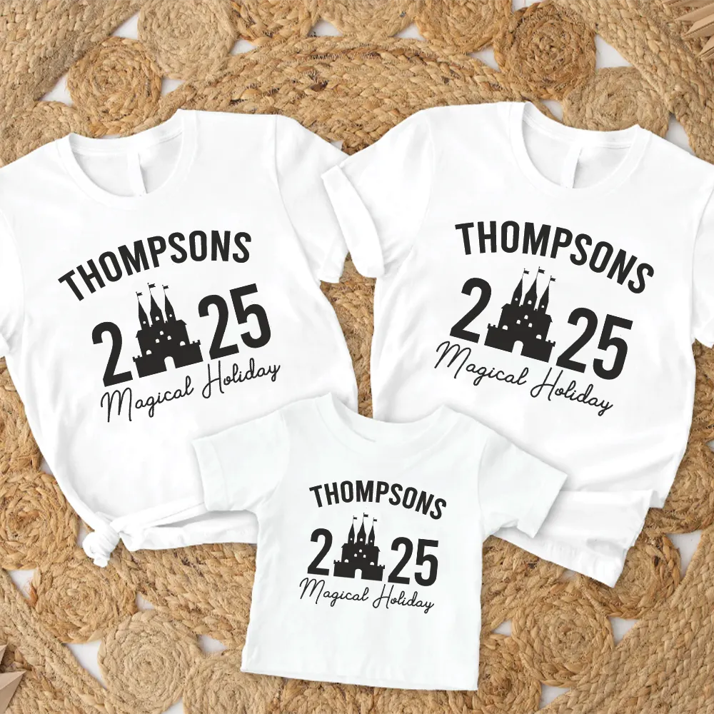 Family Magical Trip Personalised Name & Year T-Shirts discount mum dresses