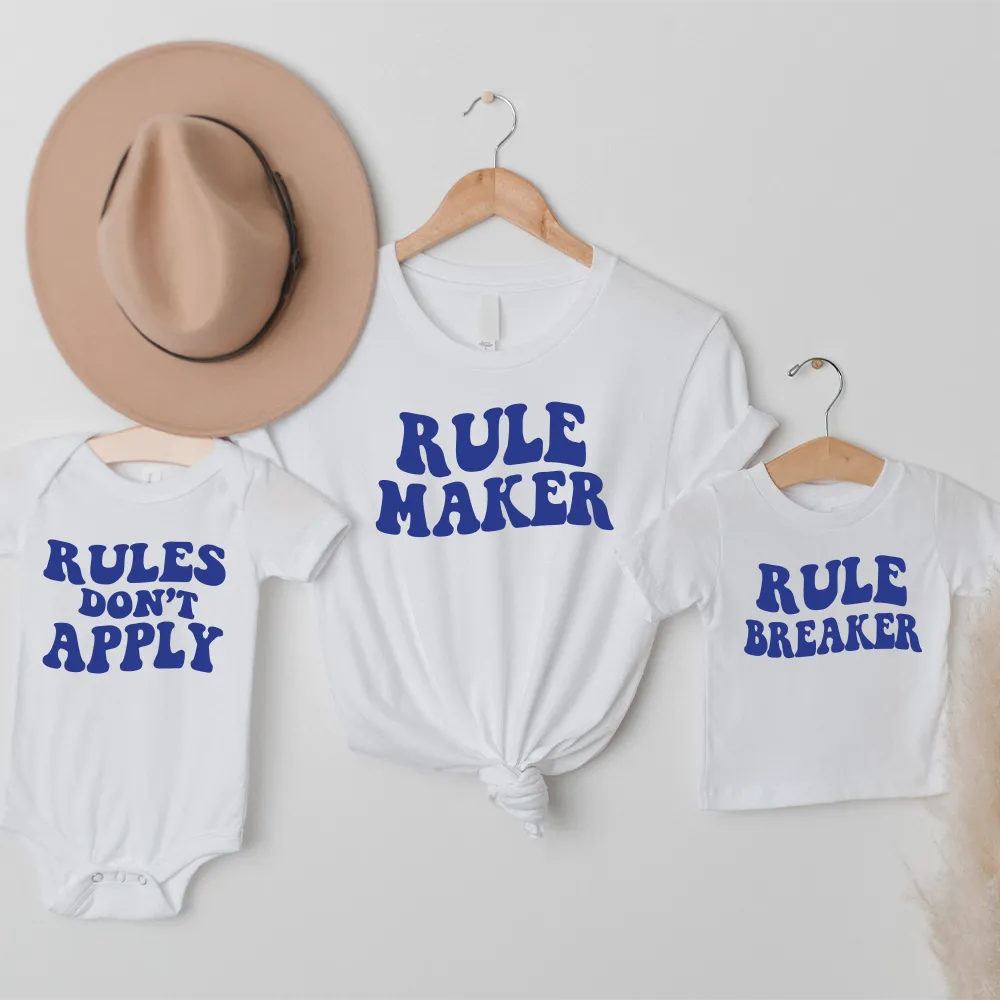 Family Rules Matching White T-shirts & Baby Vest mum blouses clearance