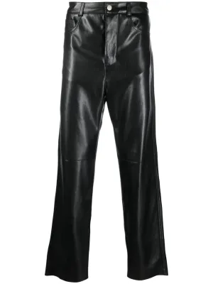 Faux-Leather Straight-Leg Trousers cheap bottoms online shop