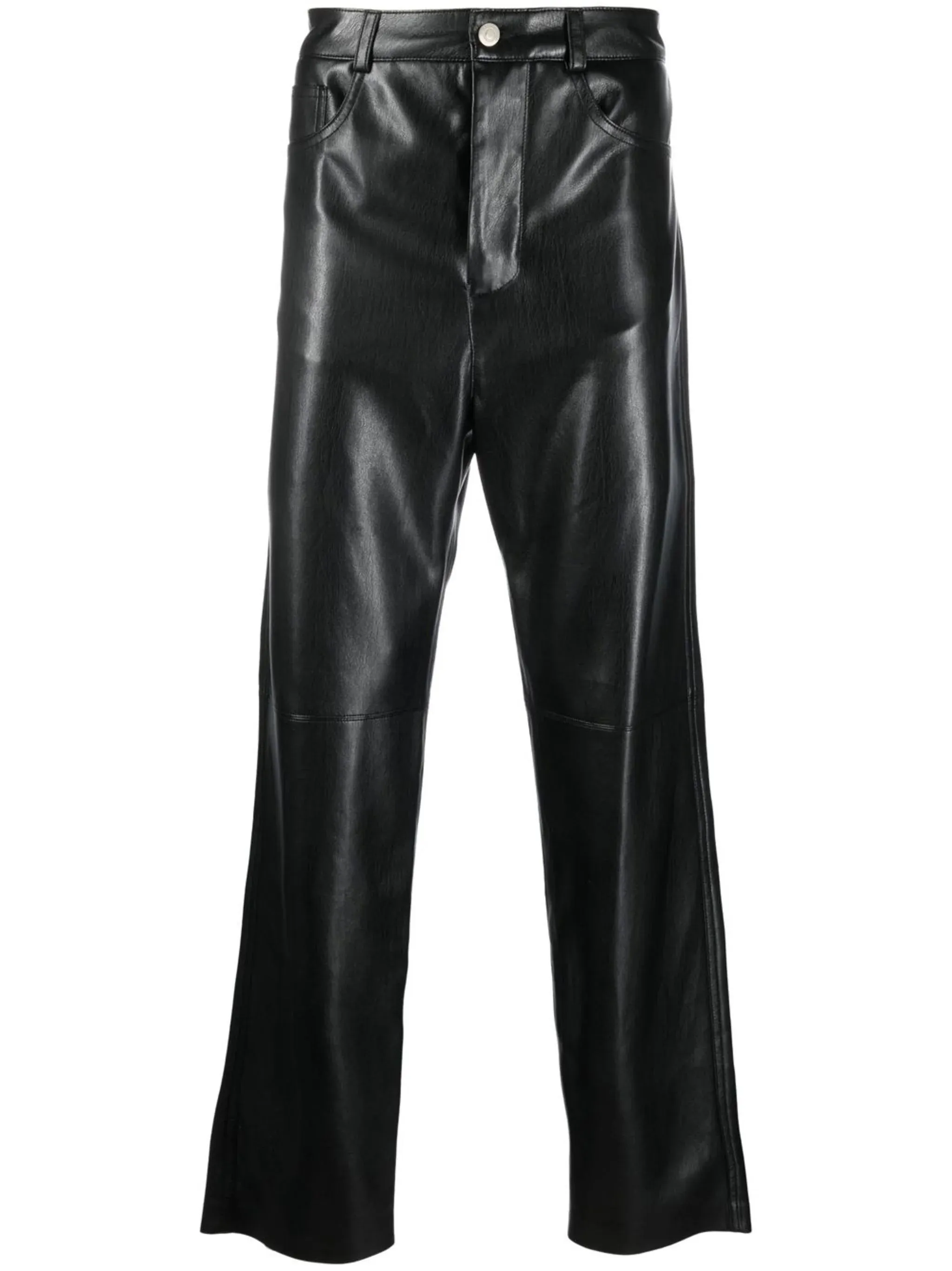 Faux-Leather Straight-Leg Trousers cheap bottoms online shop