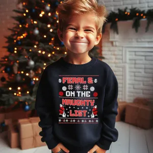 Feral & On The Naughty List Kids Sweatshirt discount girls tops