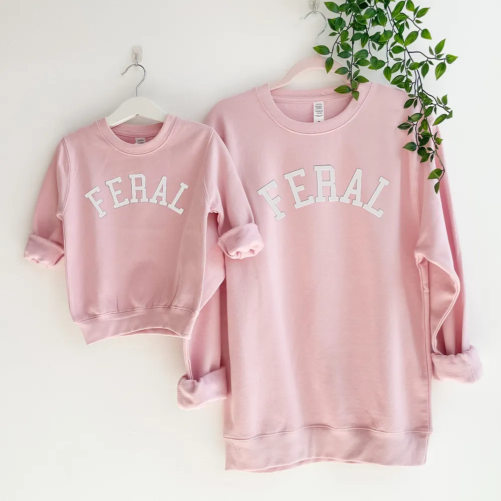 Feral College Matching Mum & Kids Sweatshirts baby bump outfits discount