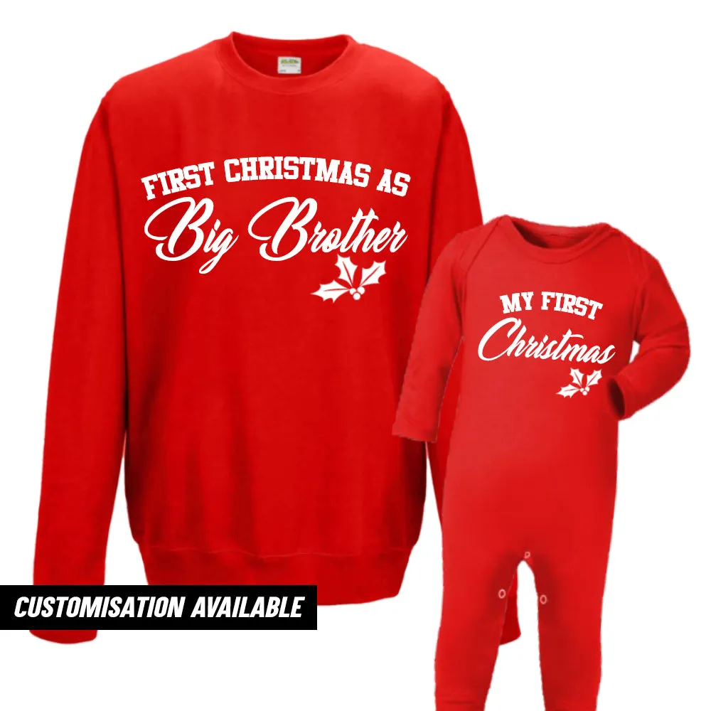 First Christmas As Brother Sweatshirt & Romper (MRK X) boys outfits online store