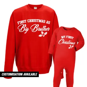 First Christmas As Brother Sweatshirt & Romper (MRK X) boys outfits online store