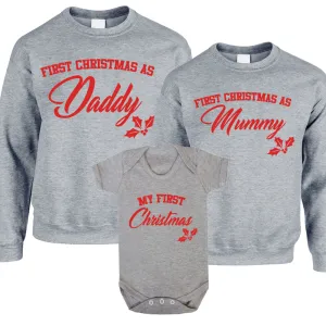First Family Christmas Sweatshirt & Bodysuit Set Heather Grey (MRK X) dad jeans best price