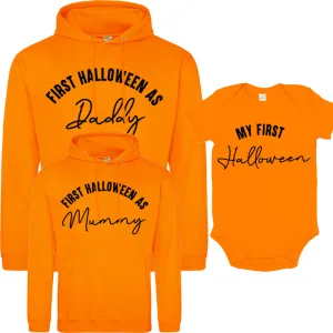First Halloween As Family Script Orange Hoodies & Bodysuit (MRK X) maternity wear outlet