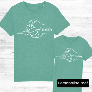 Fist Bump- Personalised Daddy & Kid Matching T-Shirts Heather Green fathers day sale outfits