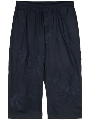Floral-Embroidered Cropped Trousers cheap bottoms online shop