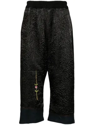 Floral-Embroidered Cropped Trousers cheap bottoms online shop