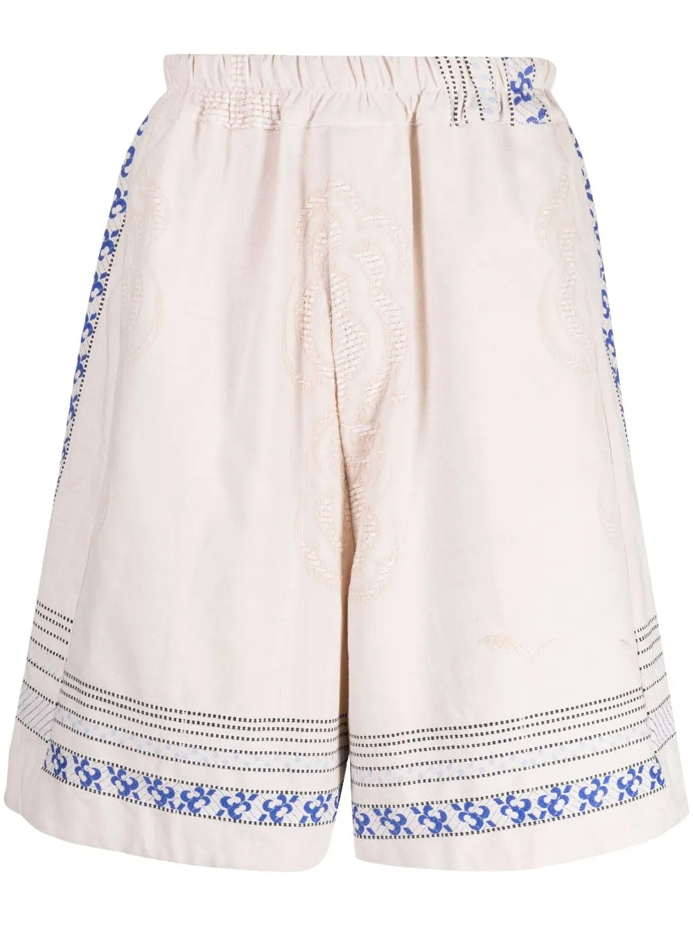 Floral-Embroidered Linen Drop-Crotch Shorts cheap mens pants online