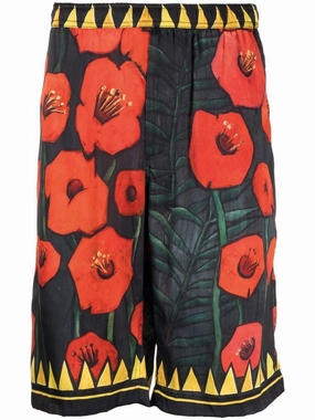 Floral-Print Silk Shorts cheap mens pants online