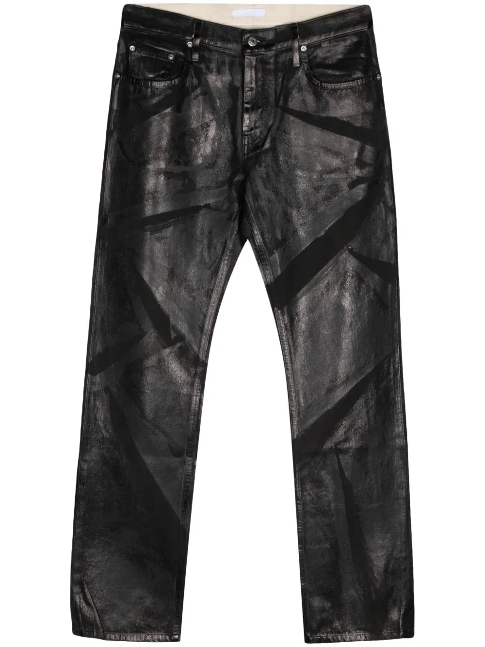Foil-Print Low-Rise Straight-Leg Jeans cheap bottoms online shop