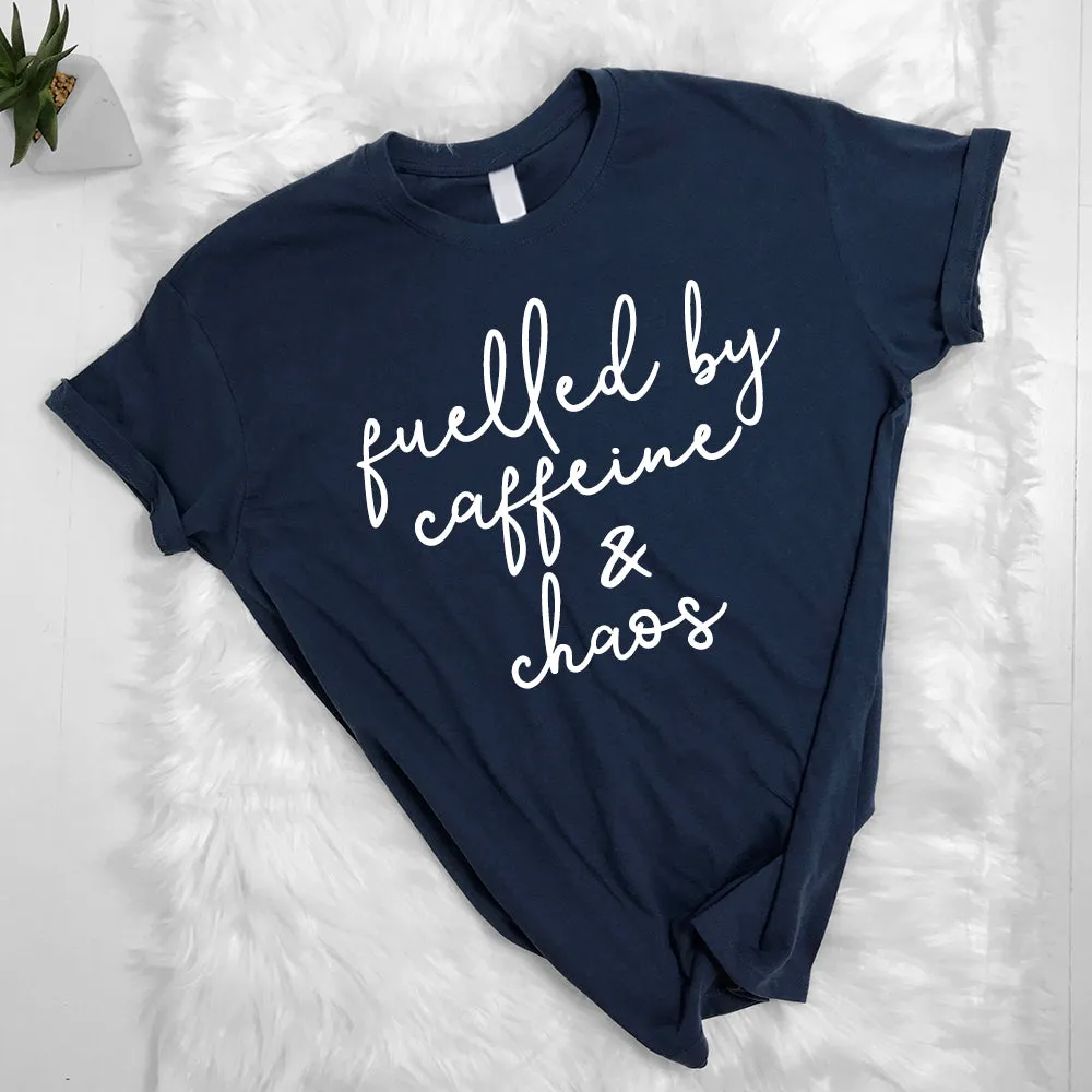 Fuelled by Caffeine & Chaos Tee (MRK X) mum blouses clearance