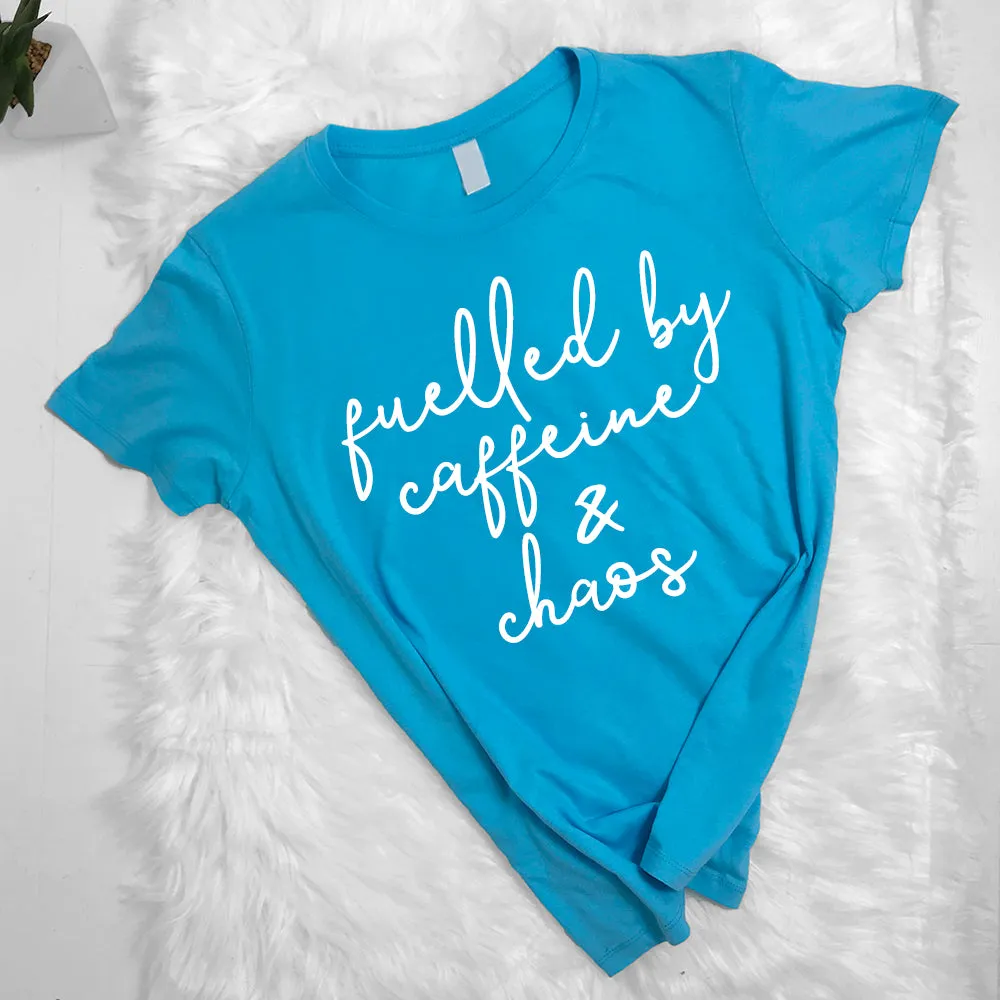Fuelled by Caffeine & Chaos Tee (MRK X) mum blouses clearance