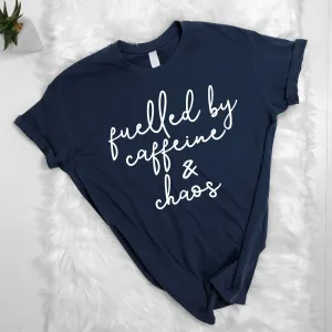 Fuelled by Caffeine & Chaos Tee (MRK X) mum blouses clearance