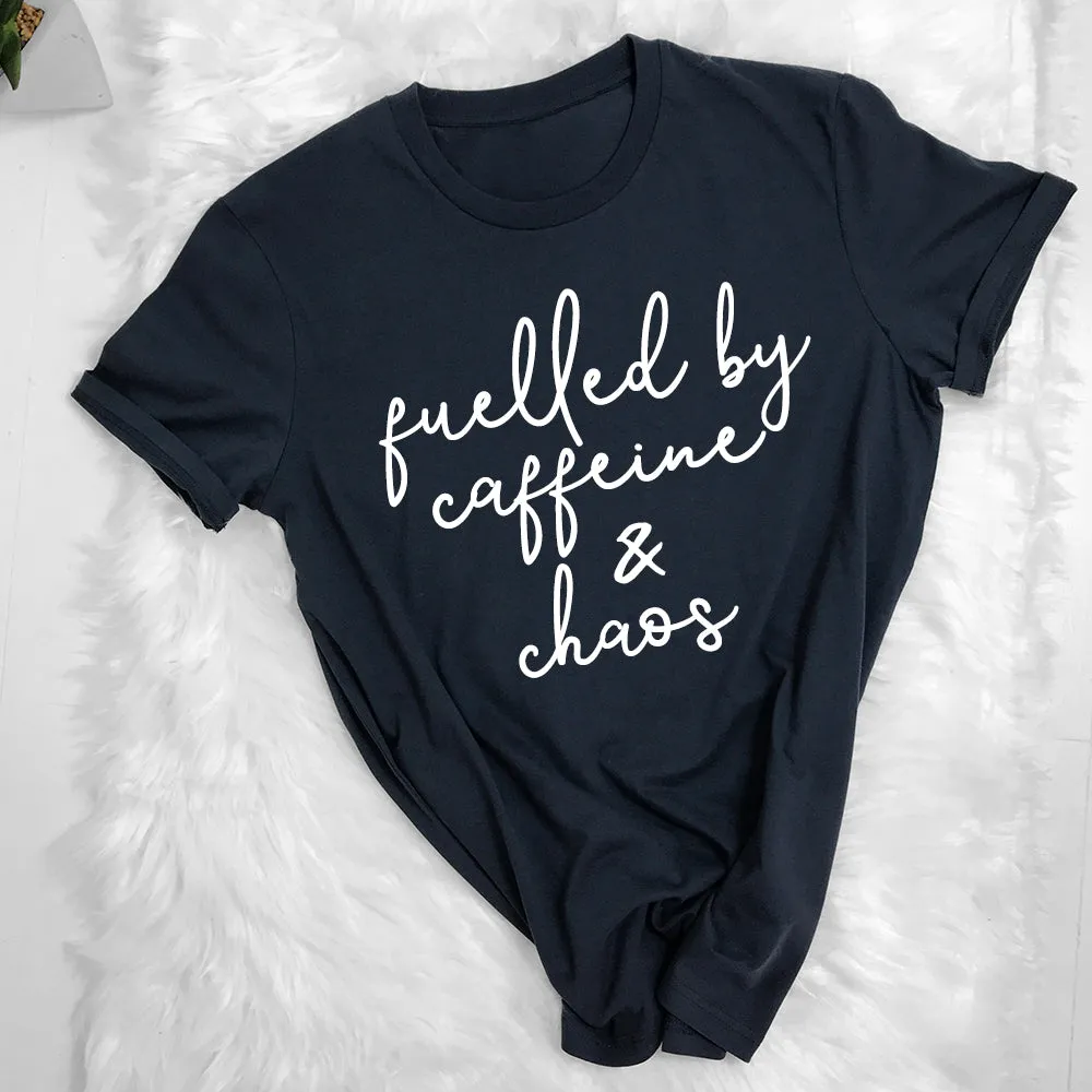 Fuelled by Caffeine & Chaos Tee (MRK X) mum blouses clearance