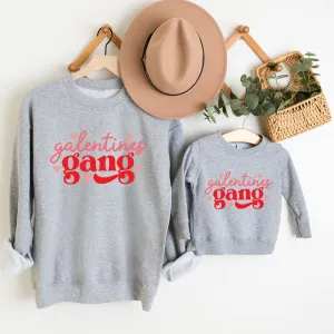 Galentines Gang Valentines Matching Heather Grey Sweatshirts mum blouses clearance