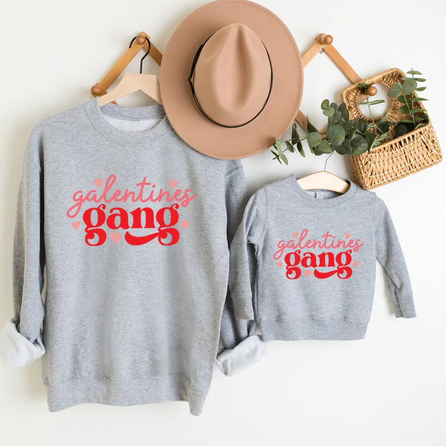 Galentines Gang Valentines Matching Heather Grey Sweatshirts mum blouses clearance
