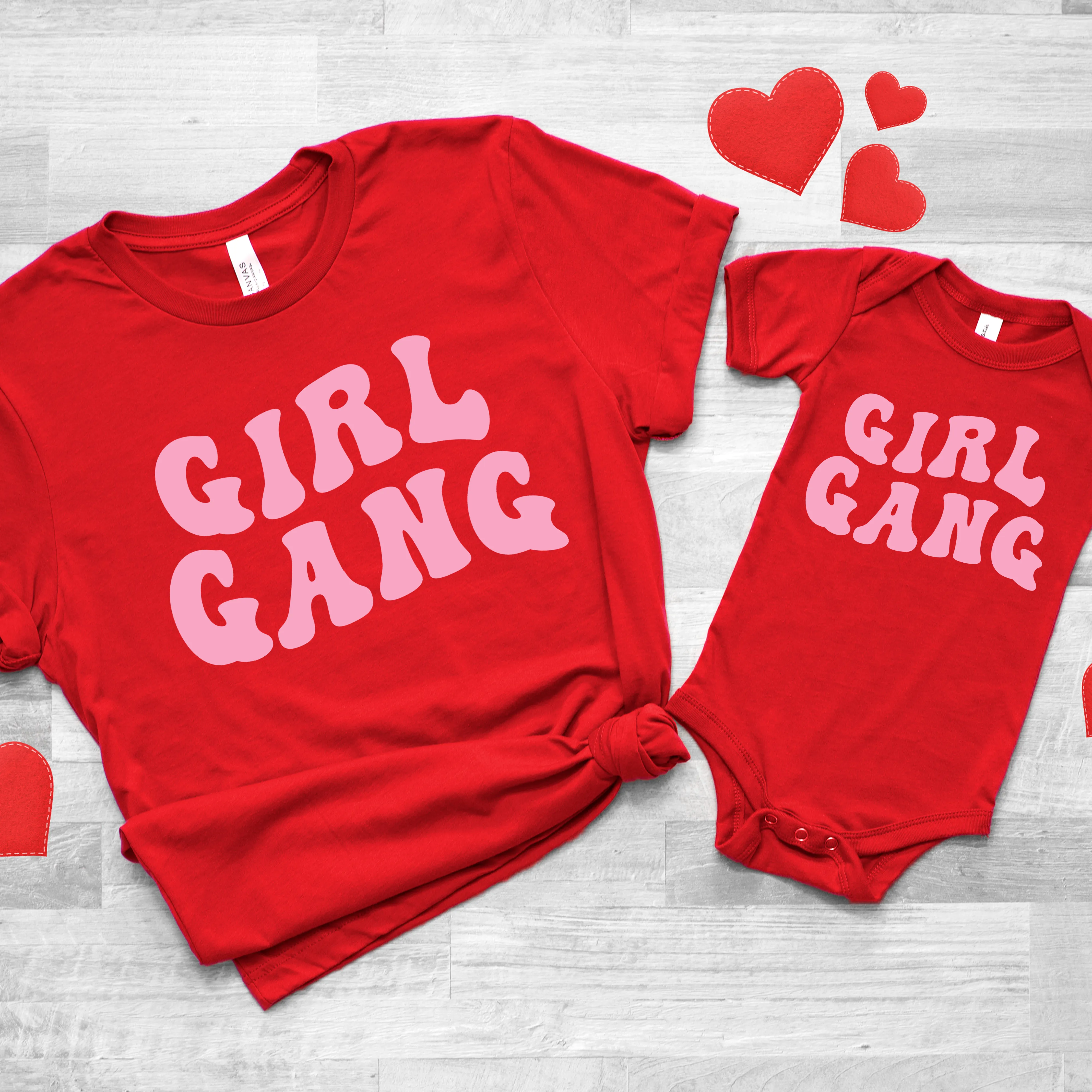 Girl Gang Retro Matching Red T-Shirts & Baby Vest nursing tops best deals