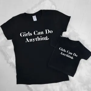 Girls Can Do Anything Black Matching Tees (MRK X) mum blouses clearance