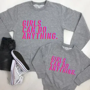 Girls Can Do Anything Vibe Matching Heather Grey Sweatshirts nursing tops best deals